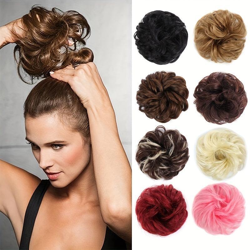 Curly Synthetic Messy Chignon Brown Hair Bun