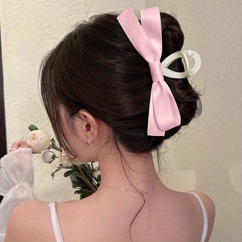 Bow Fabric Hair Claw Clip Non Slip Strong Hold Grip Hair Jaw Clip For Thick Hair