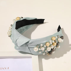 Faux Pearl Headband Wide Brim Beaded Headdress Hair Accessories
