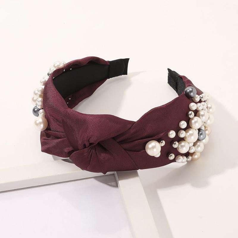 Faux Pearl Headband Wide Brim Beaded Headdress Hair Accessories