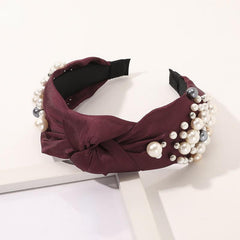 Faux Pearl Headband Wide Brim Beaded Headdress Hair Accessories