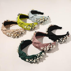 Faux Pearl Headband Wide Brim Beaded Headdress Hair Accessories