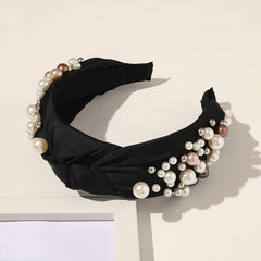 Faux Pearl Headband Wide Brim Beaded Headdress Hair Accessories