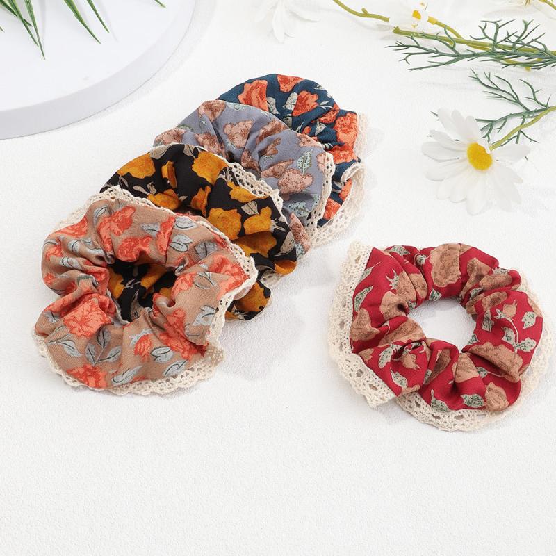 Bohemian Floral Large Scrunchie Hair Tie Lace Hair Rope