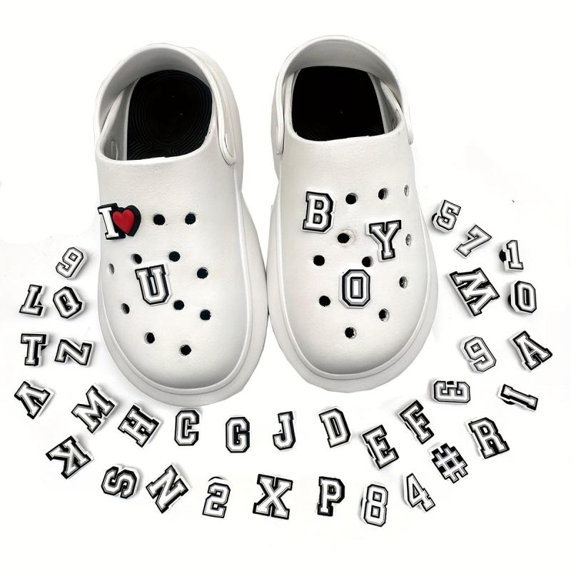 38pcs English Letters Shoe Charm Buckle Clogs Sandal Accessories