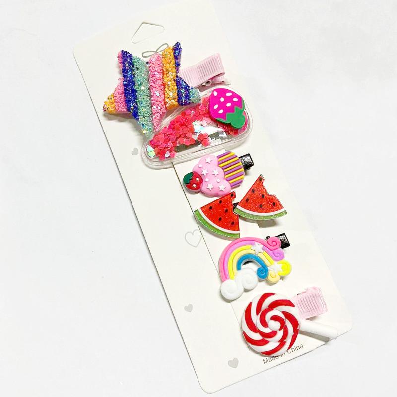 6pcs Cartoons Hair Clip Set Girls Hair Accessories Acrylic Hair Pins Headdress