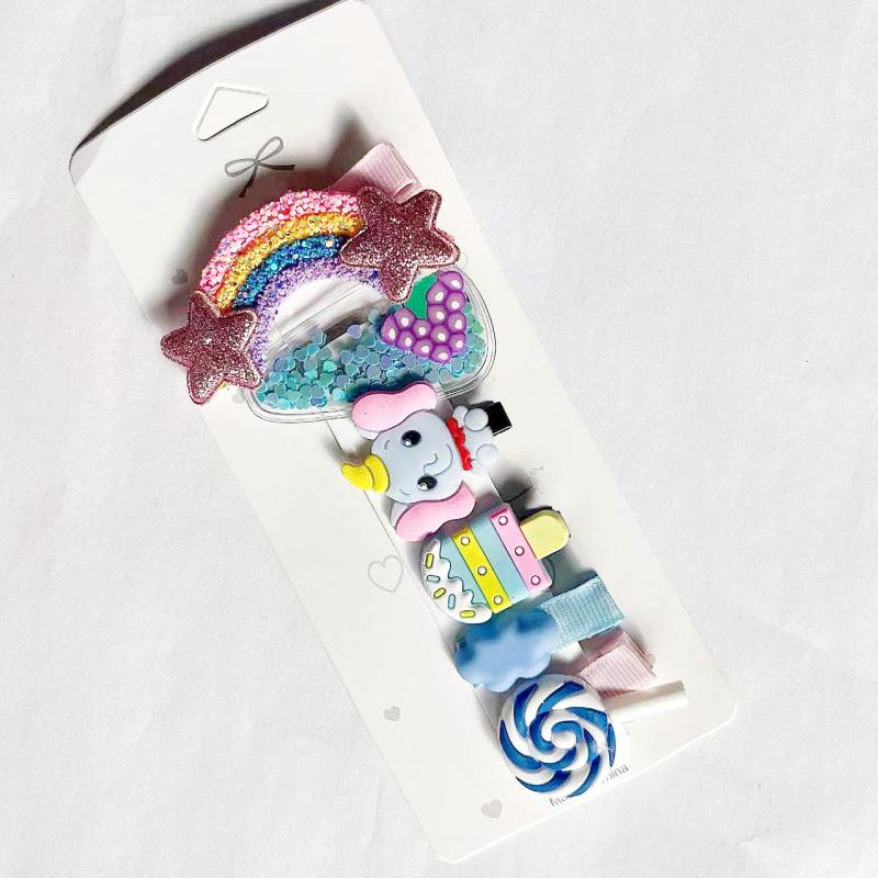 6pcs Cartoons Hair Clip Set Girls Hair Accessories Acrylic Hair Pins Headdress