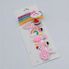 6pcs Cartoons Hair Clip Set Girls Hair Accessories Acrylic Hair Pins Headdress
