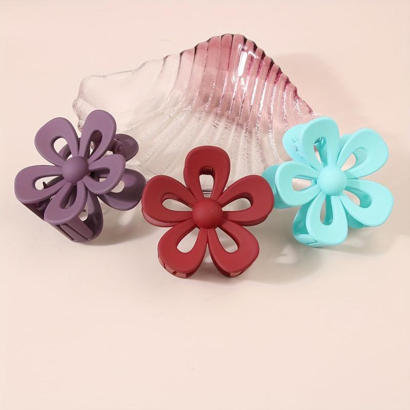Frosted Hair Claw Hollow Flower Hair Claw Nonslip Ponytail Holder
