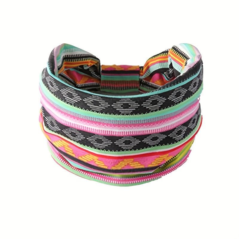 Boho Headband Wide Sweatband Leopard Pattern Hair Band Women Girls