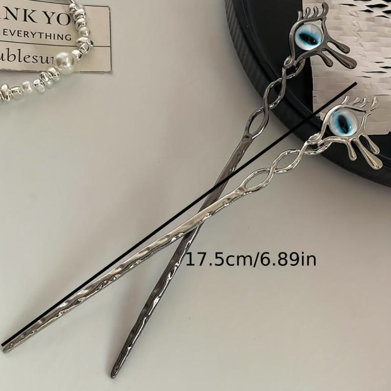 Evil Eye Hair Pin Retro Hair Stick Metal Hair Bun Maker Non Slip Hair Decoration