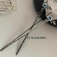 Evil Eye Hair Pin Retro Hair Stick Metal Hair Bun Maker Non Slip Hair Decoration