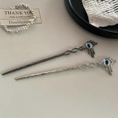 Evil Eye Hair Pin Retro Hair Stick Metal Hair Bun Maker Non Slip Hair Decoration