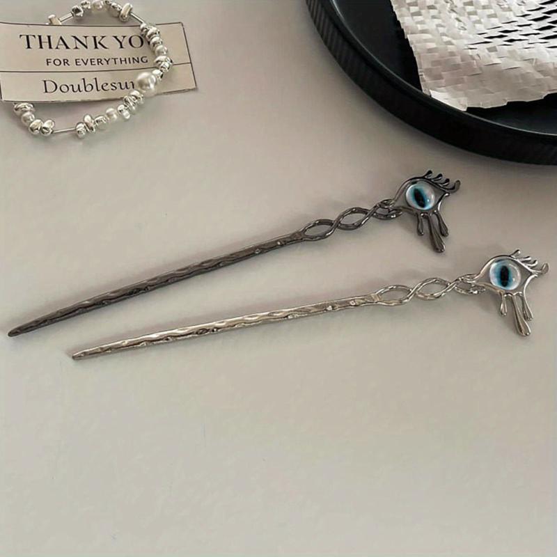 Evil Eye Hair Pin Retro Hair Stick Metal Hair Bun Maker Non Slip Hair Decoration