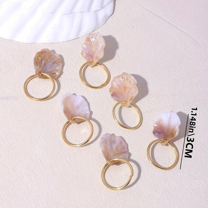 6pcs Shell Charm Hair Ring Dreadlock Buckle Hippie Style Hair Accessories