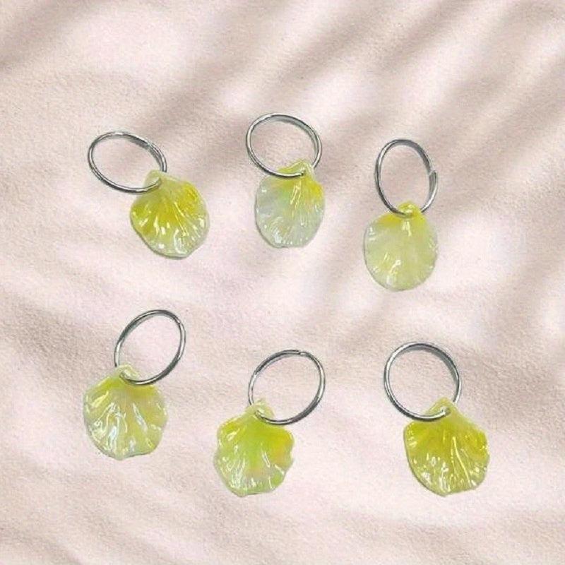 6pcs Shell Charm Hair Ring Dreadlock Buckle Hippie Style Hair Accessories