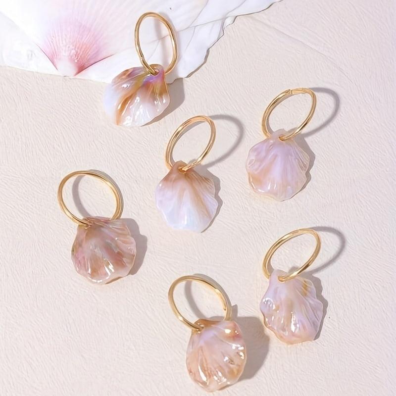6pcs Shell Charm Hair Ring Dreadlock Buckle Hippie Style Hair Accessories