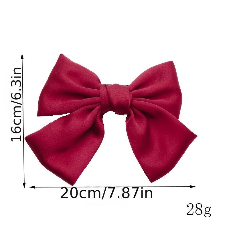 Satin Solid Big Hair Bow Clip Barrettes French Style Hair Claw Clip