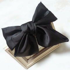 Satin Solid Big Hair Bow Clip Barrettes French Style Hair Claw Clip