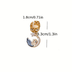 Moon Shape Hair Rings Rhinestone Spiral Hair Ring Dreadlock Buckle Head Jewelry