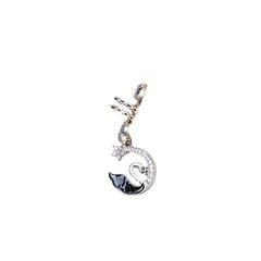 Moon Shape Hair Rings Rhinestone Spiral Hair Ring Dreadlock Buckle Head Jewelry