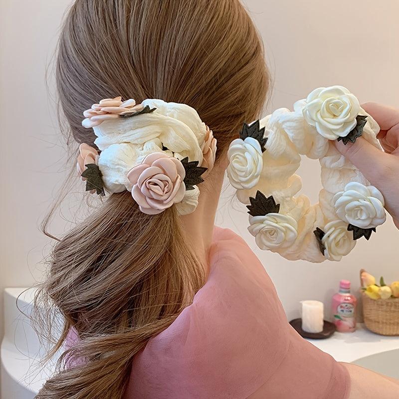 Flower Hair Scrunchies Headwear for Girls Hair Accessories