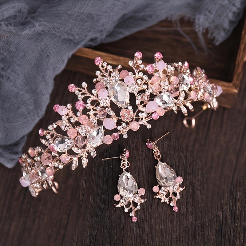 Crystal Crown Tiara Rhinestone Hair Accessories Set