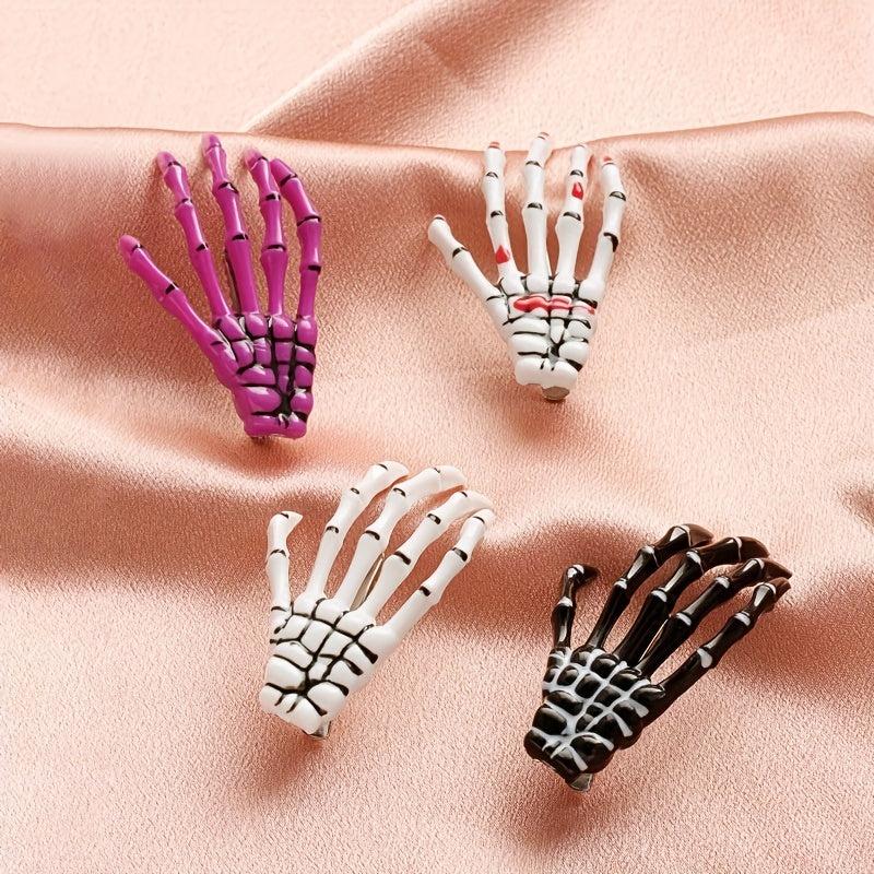 Y2K Skeleton Hand Bone Hair Clip Halloween Hair Slides for Women Girls