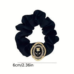 Vintage Flower Pearl Hair Scrunchies for Women