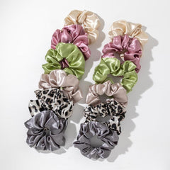 12PCS Satin Scrunchie Set Oversized Pastel Hair Tie Bracelet