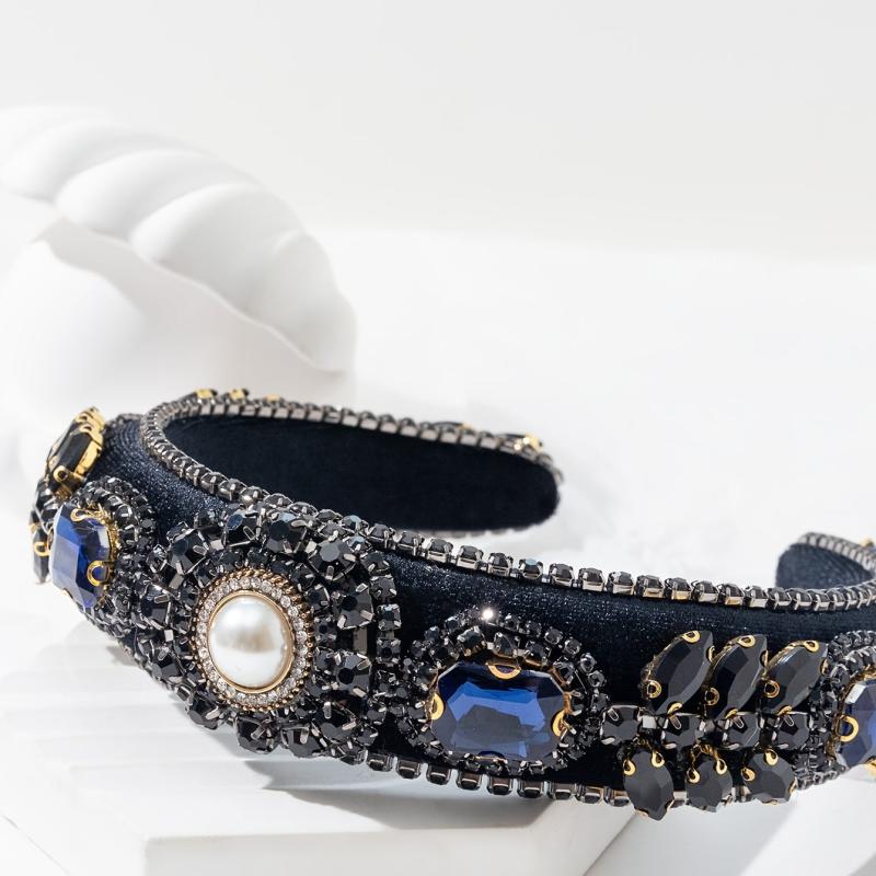 Rhinestone Pearl Headband Velvet Jewelry Chain Hairband
