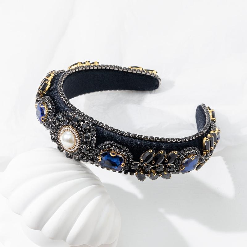 Rhinestone Pearl Headband Velvet Jewelry Chain Hairband