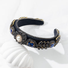 Rhinestone Pearl Headband Velvet Jewelry Chain Hairband