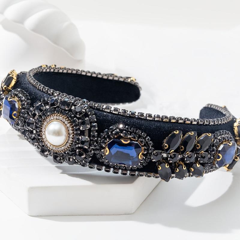 Rhinestone Pearl Headband Velvet Jewelry Chain Hairband