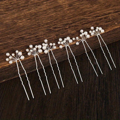 6pcs Faux Pearl Hair Pin U-shaped Hair Fork For Chignon Bun Maker