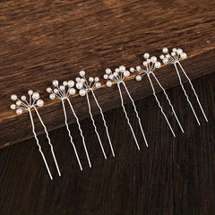 6pcs Faux Pearl Hair Pin U-shaped Hair Fork For Chignon Bun Maker