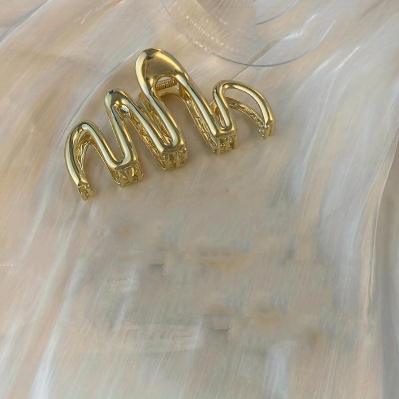 6pcs Metallic Hair Claw Wavy Hair Clip Nonslip Ponytail Holder