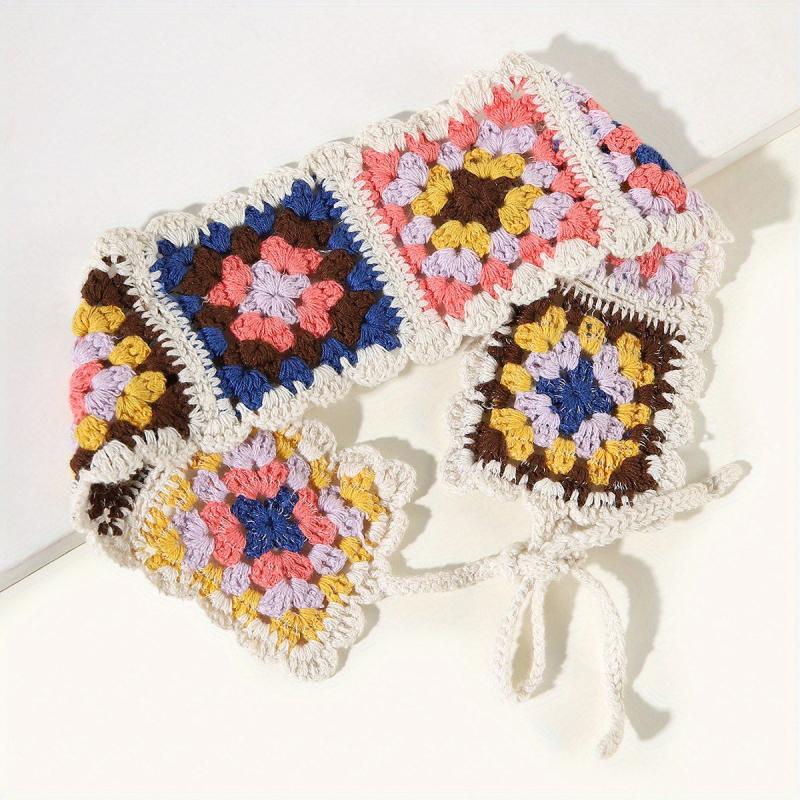 Knitted Flower Headband Crochet Bandana Hair Scarf Hair Band Women Girls