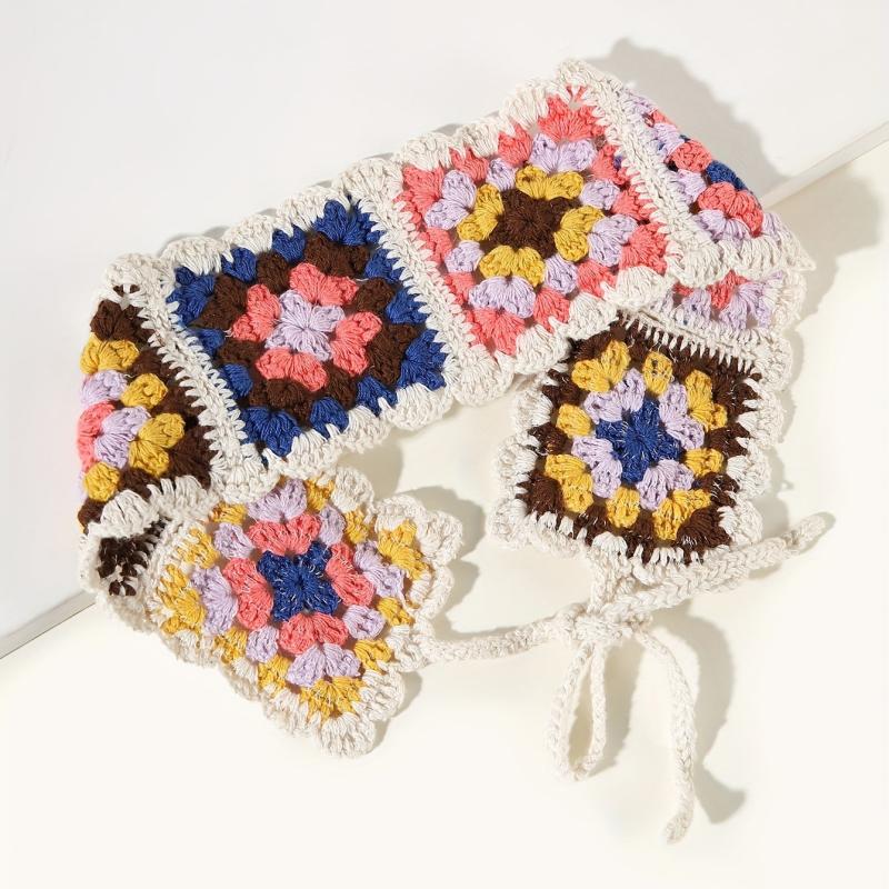 Knitted Flower Headband Crochet Bandana Hair Scarf Hair Band Women Girls