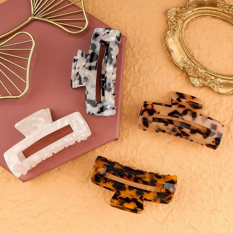 4pcs Hollowed Hair Claw Set Leopard Pattern Hair Clip