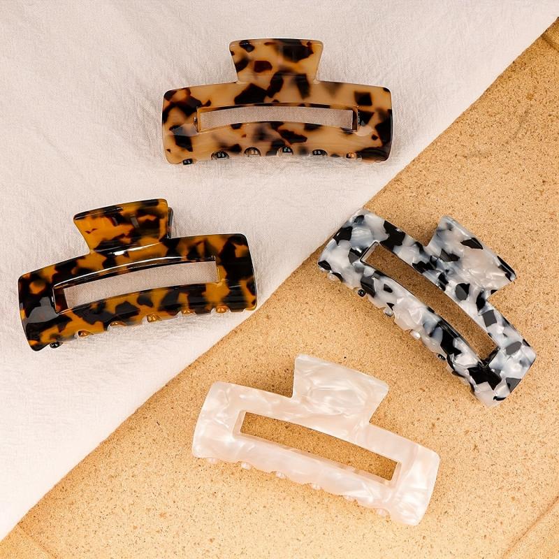 4pcs Hollowed Hair Claw Set Leopard Pattern Hair Clip