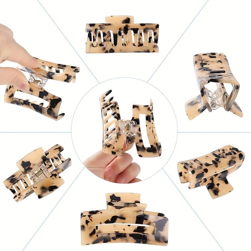 4pcs Hollowed Hair Claw Set Leopard Pattern Hair Clip