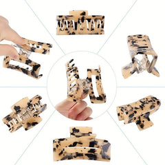 4pcs Hollowed Hair Claw Set Leopard Pattern Hair Clip