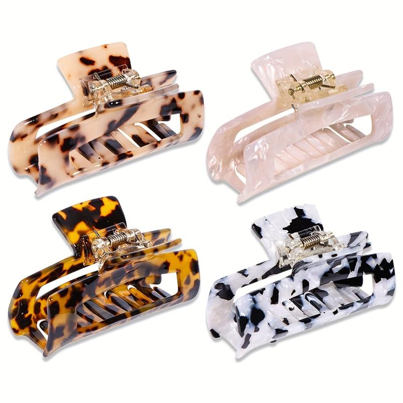 4pcs Hollowed Hair Claw Set Leopard Pattern Hair Clip