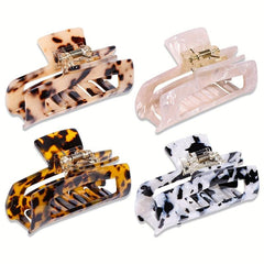 4pcs Hollowed Hair Claw Set Leopard Pattern Hair Clip