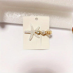 Faux Pearl Hair Clip Side Clip Duck Billed Clip Starfish Decor Hair Accessories