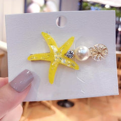 Faux Pearl Hair Clip Side Clip Duck Billed Clip Starfish Decor Hair Accessories