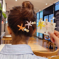 Faux Pearl Hair Clip Side Clip Duck Billed Clip Starfish Decor Hair Accessories