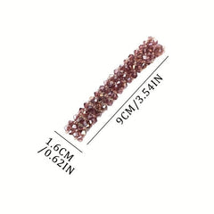 Beaded Crystal Hair Clip Metal French Barrette for Women Girls