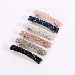 Beaded Crystal Hair Clip Metal French Barrette for Women Girls